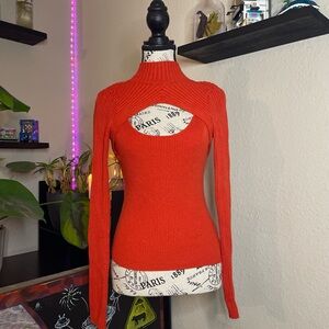 Pink Rose Vibrant Orange Turtleneck Sweater